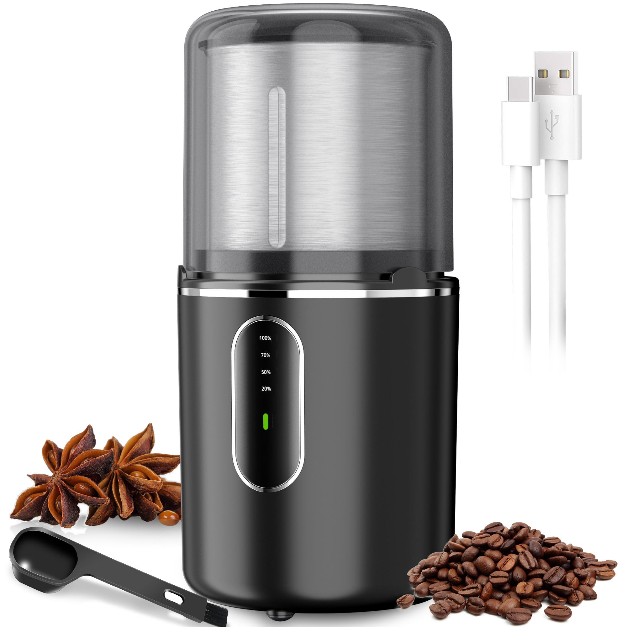 Hot Selling Dmofwhi Cordless Spices Coffee Bean Grinder Detachable Portable Rechargeable Mini USB Electric Coffee Grinder