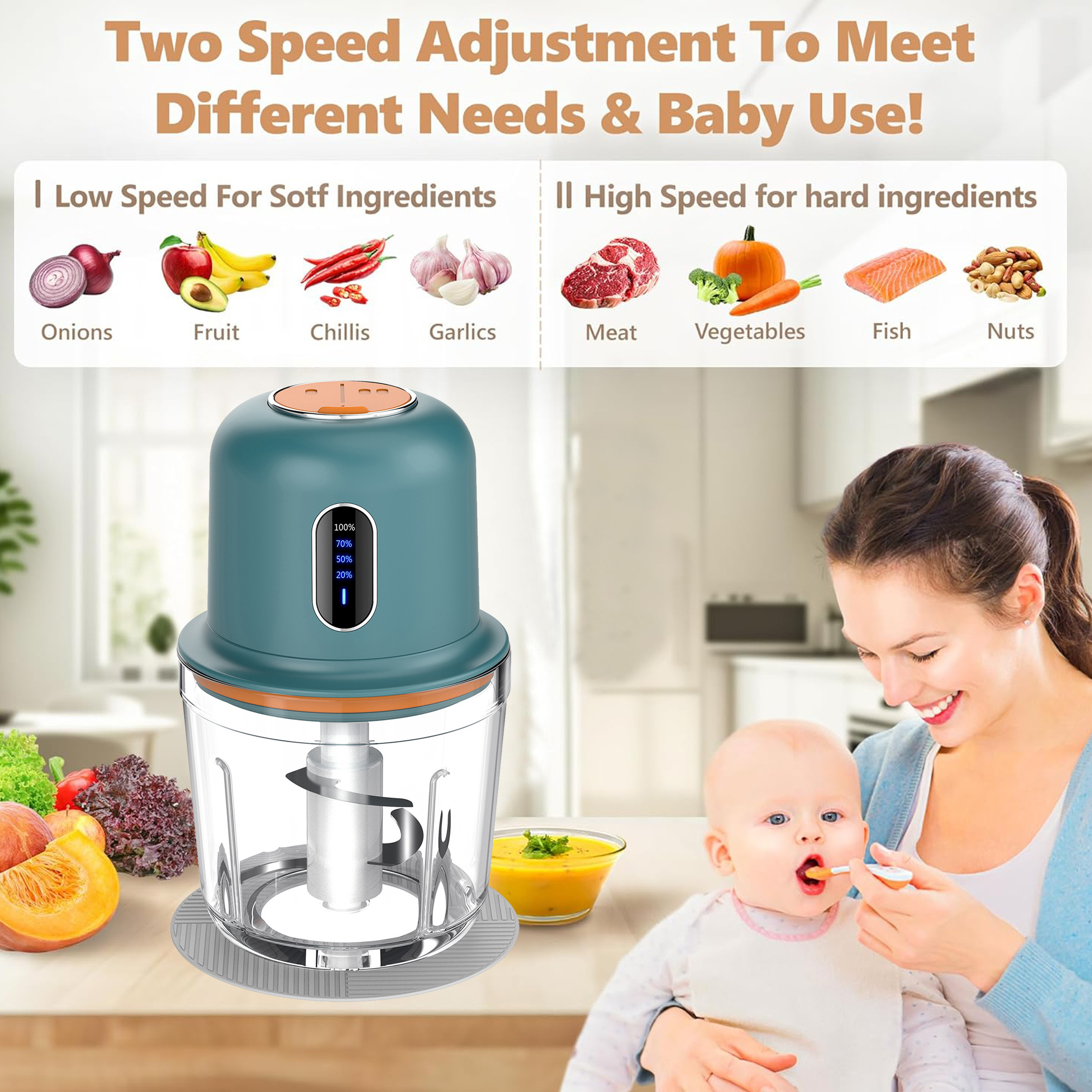 New product home kitchen food chopper portable food processor blender chopper grinder multi purpose food chopper