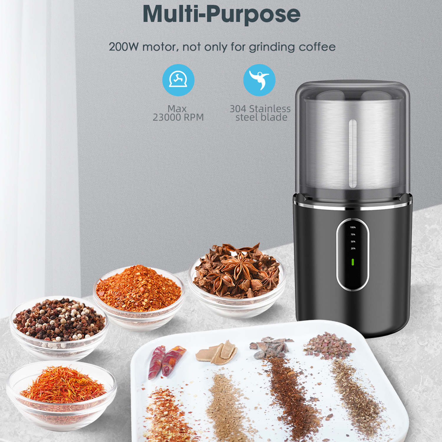 Hot Selling Dmofwhi Cordless Spices Coffee Bean Grinder Detachable Portable Rechargeable Mini USB Electric Coffee Grinder