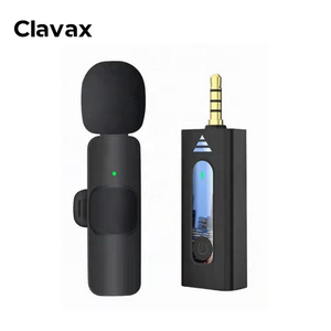 Clavax K35 Mini Clip Lavalier Collar Lapel Wireless Mic Microphone with 3.5mm Jack for Mobile Phone Camera Vlogging Live Stream