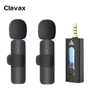 Clavax K35 Factory Clip Lavalier Collar Lapel Wireless Microphone with 3.5mm Jack for Mobile Phone Camera Vlogging Live Stream