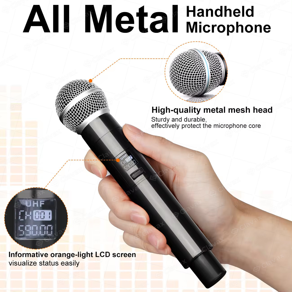 Clavax CLPM- X4 Professional UHF Wireless Microphone System 4 Channel Handheld Dynamic Microfone For Karaoke Stage Performance