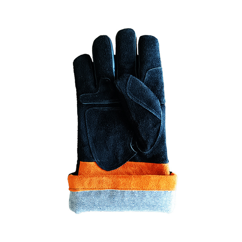 2024 New 14 inch Welding Gloves Palm Reinforce Cow Split Long Leather Working Hand Safety Gloves