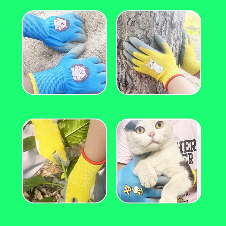 Wholesale custom logo 4-12 kids children child nitrile Latex gardening gloves