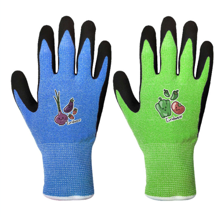 Wholesale custom logo 4-12 kids children child nitrile Latex gardening gloves