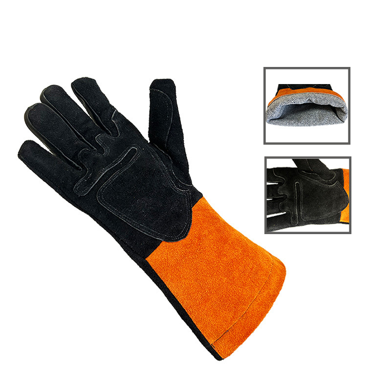 2024 New 14 inch Welding Gloves Palm Reinforce Cow Split Long Leather Working Hand Safety Gloves