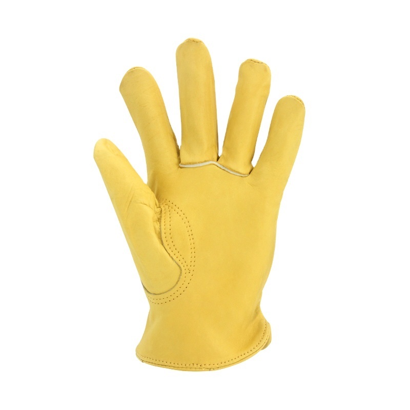 Wholesale men women yellow cowhide leather inelastic waterproof anti-cut heavy duty safety industrial work gloves