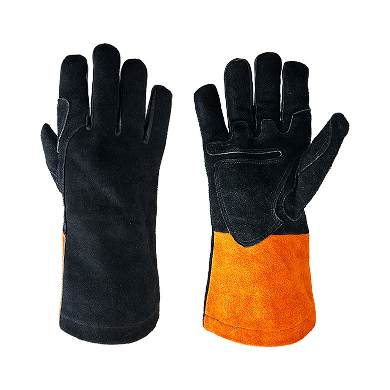 2024 New 14 inch Welding Gloves Palm Reinforce Cow Split Long Leather Working Hand Safety Gloves