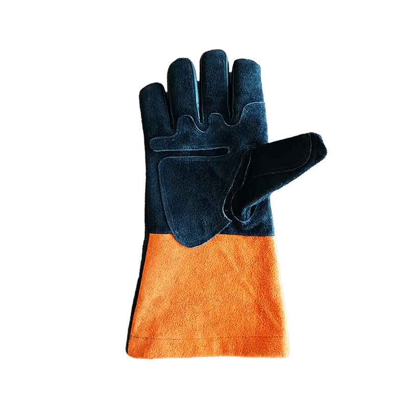 2024 New 14 inch Welding Gloves Palm Reinforce Cow Split Long Leather Working Hand Safety Gloves