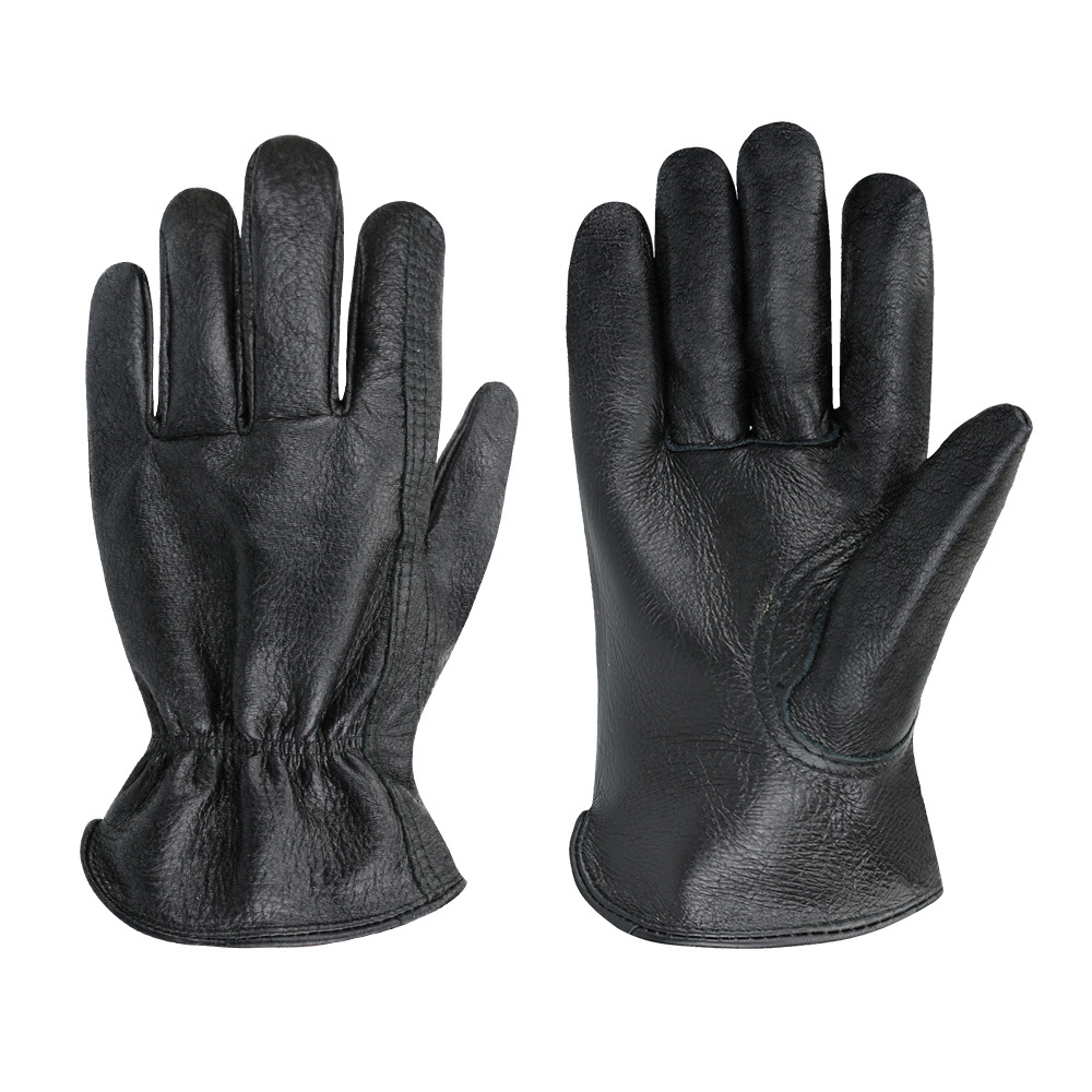 Wholesale black cowhide leather camping riding driving driver work safety gloves