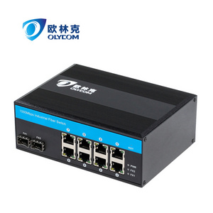 Industrial Fiber Ethernet Poe Switch with 8 RJ45  2 SFP  Optical Port Din-rail Mounting