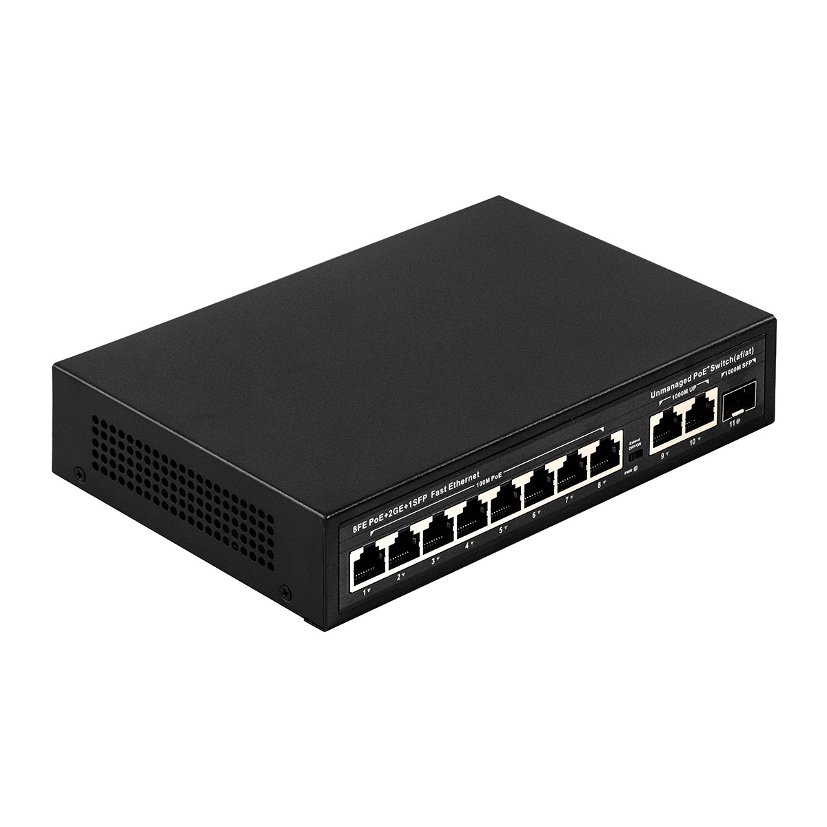 11 port copper SFP uplink 10/100Mbps 8 port POE PSE network switch 120W