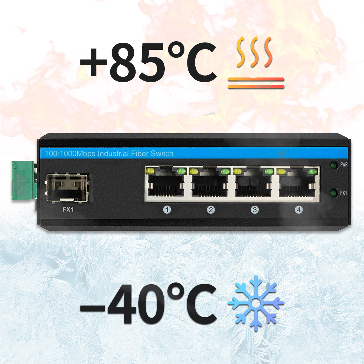 Managed Din-Rail industrial POE switch IP40 1 SFP 4 Ethernet Port Gigabit Switch outdoor POE switch