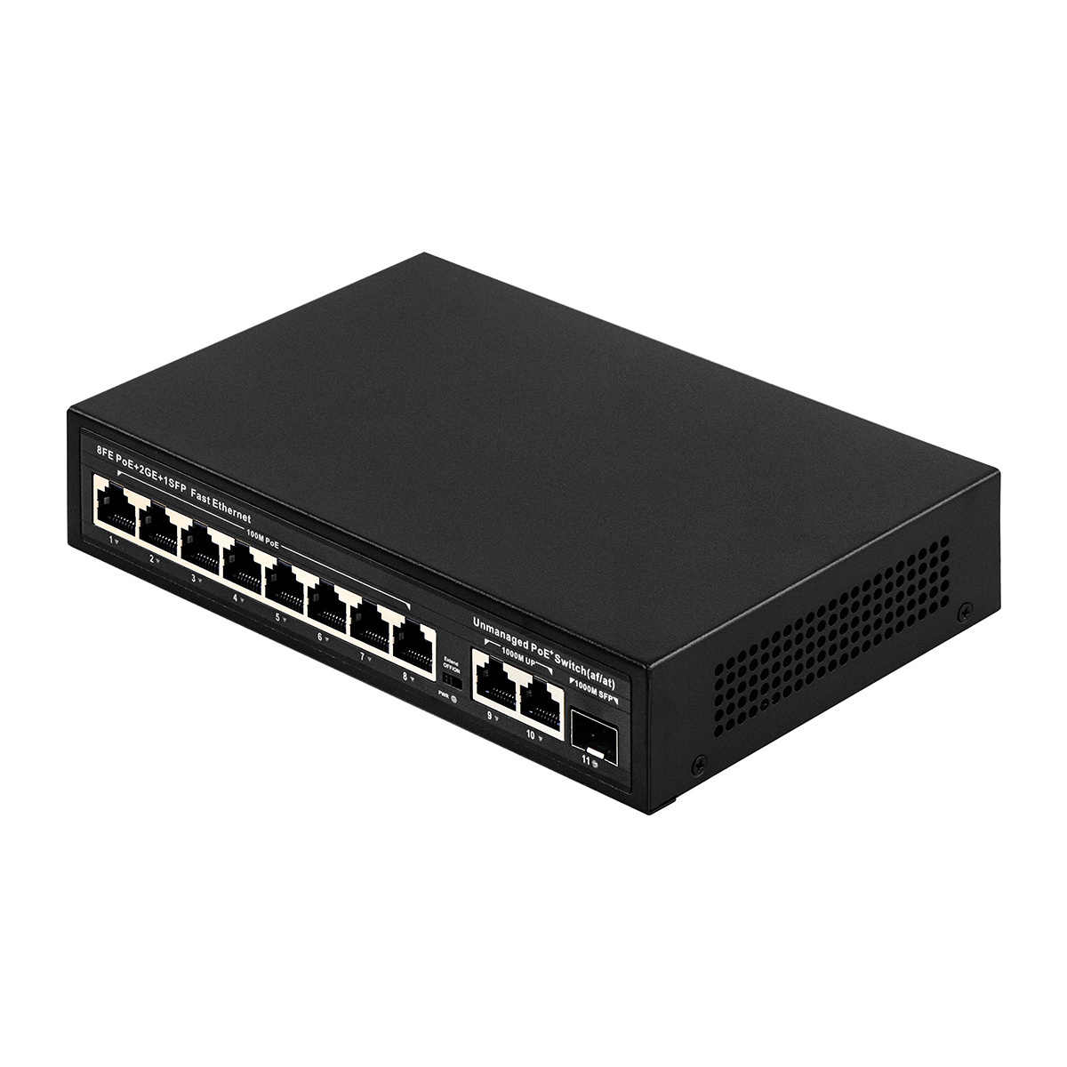 11 port copper SFP uplink 10/100Mbps 8 port POE PSE network switch 120W