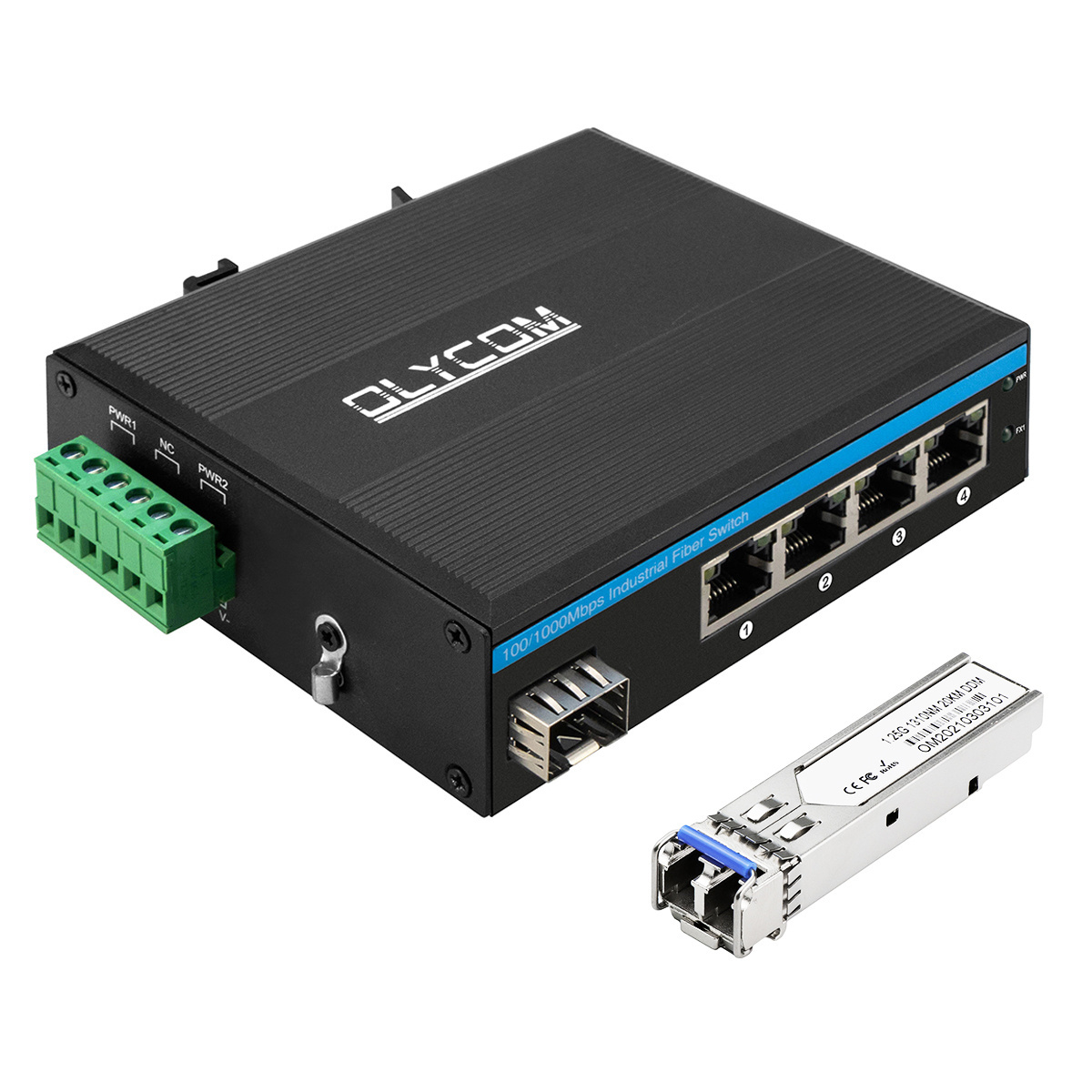 Olycom mini 24V dual power 5 port gigabit network switch industrial