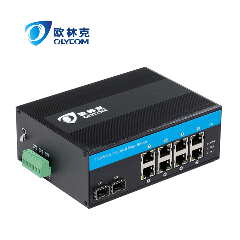 Industrial Fiber Ethernet Poe Switch with 8 RJ45  2 SFP  Optical Port Din-rail Mounting