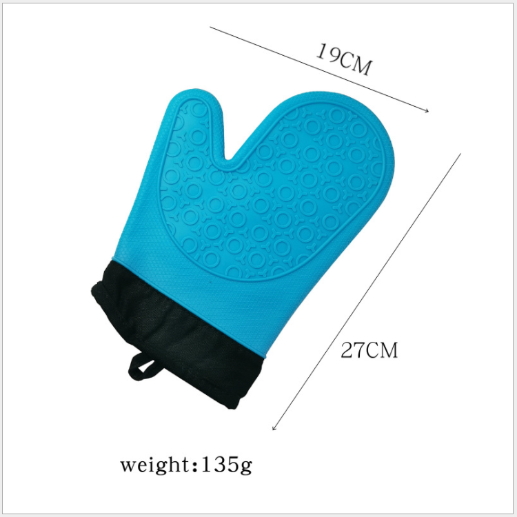 heat-resistant barbecue gloves silicone bbq grill oven mitt gloves with cotton lining