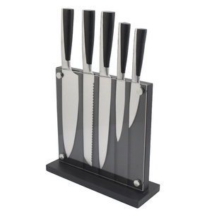 Kitchen meat cutting set Stainless steel forged handle Knife Set Cooking with acrylic and wooden stand