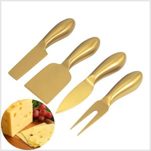 Premium stainless steel Cheese cutter Spreader 4pcs Gold Cheese Knife Set