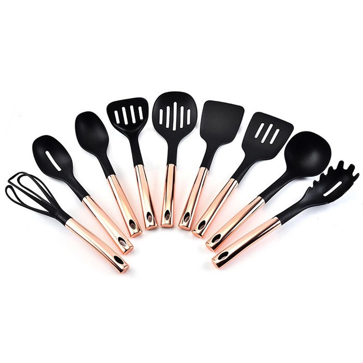 Kitchen tools Skimmer Nylon Skimmer Spoon slotted with stainless steel rose gold handle