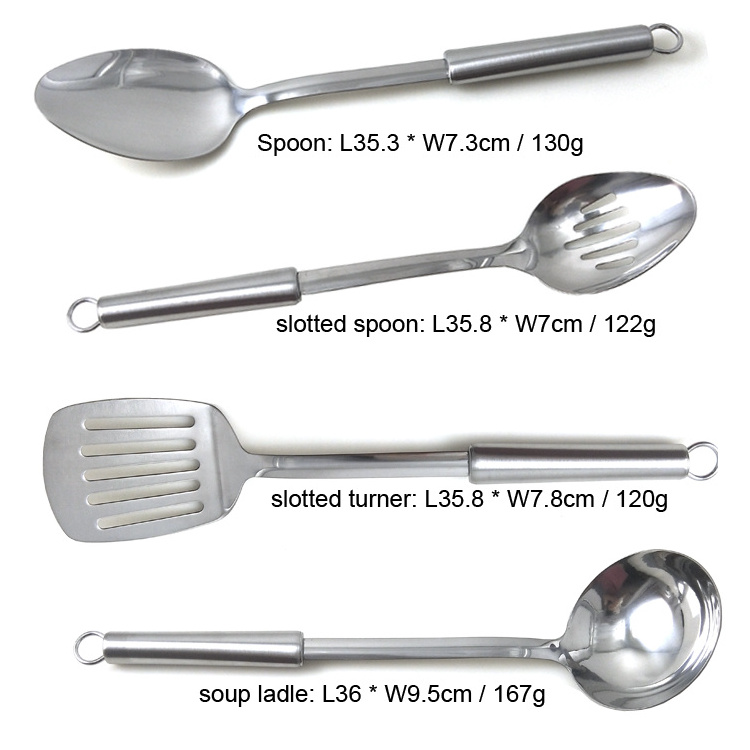 Heavy weight kitchen tools Long handle 18/8 stainless steel Cooking ladle Chinese Soup Spoon