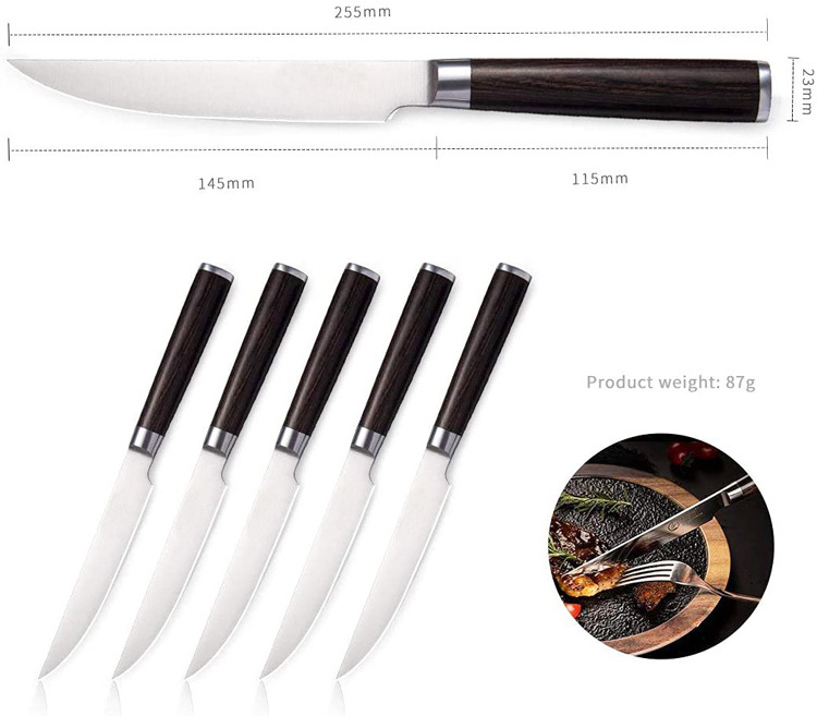 Table Cutlery Knife Set Utility German Steak knives Stainless steel with Forged Pacca wood handle