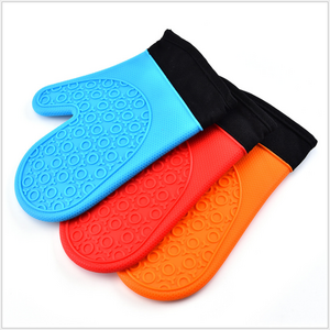 heat-resistant barbecue gloves silicone bbq grill oven mitt gloves with cotton lining