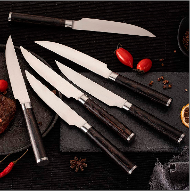 Table Cutlery Knife Set Utility German Steak knives Stainless steel with Forged Pacca wood handle