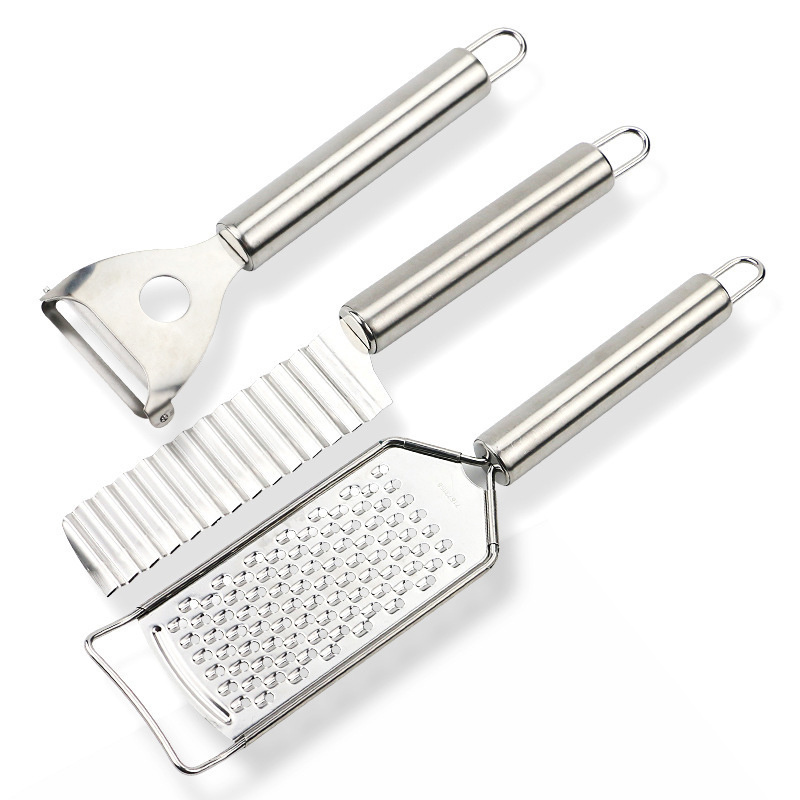 Potato slicer cheese grater and carrot peeler Vegetable tools 3pcs full stainless steel small kitchen gadget set