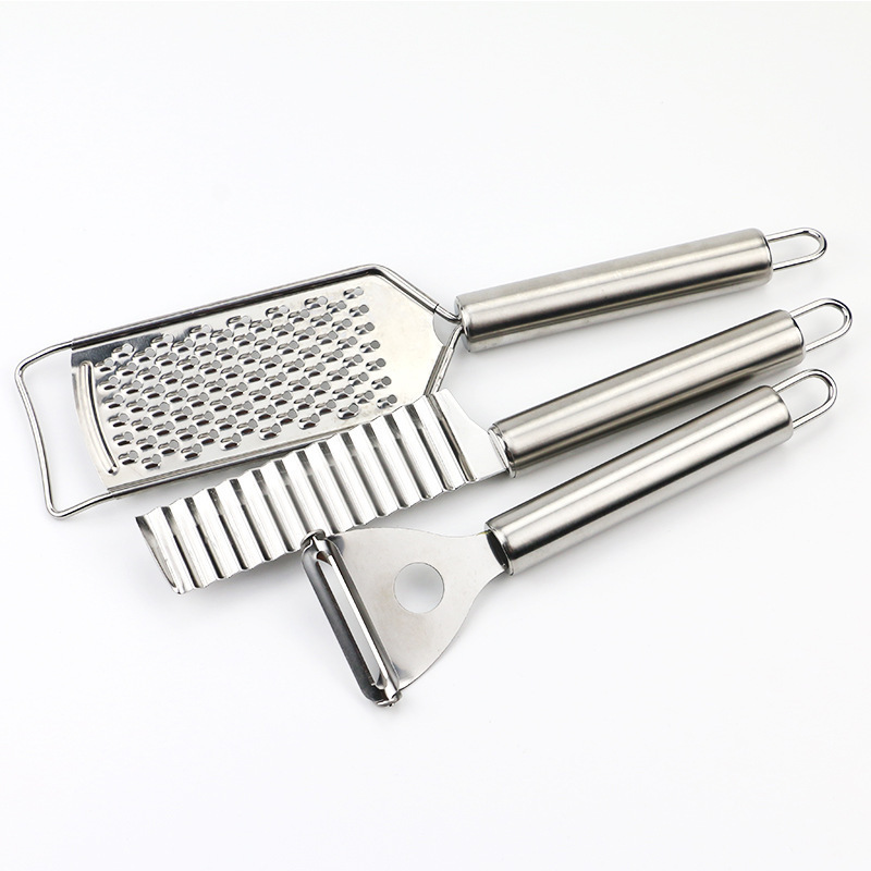 Potato slicer cheese grater and carrot peeler Vegetable tools 3pcs full stainless steel small kitchen gadget set