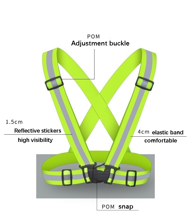 Adjustable Safety High Visible Running Reflective Straps Vest for Night Running Outdoor Cycling