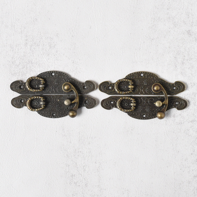 98x49mm Wood Case Box Antique Bronze Latch Hasp Butterfly Shape Lock For Jewelry Box