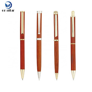 Custom corporate promotional senior gift items luxury wood ball pen with turning pen kits