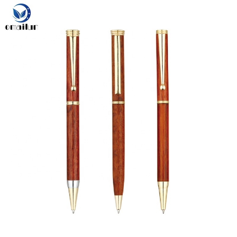 Custom corporate promotional senior gift items luxury wood ball pen with turning pen kits