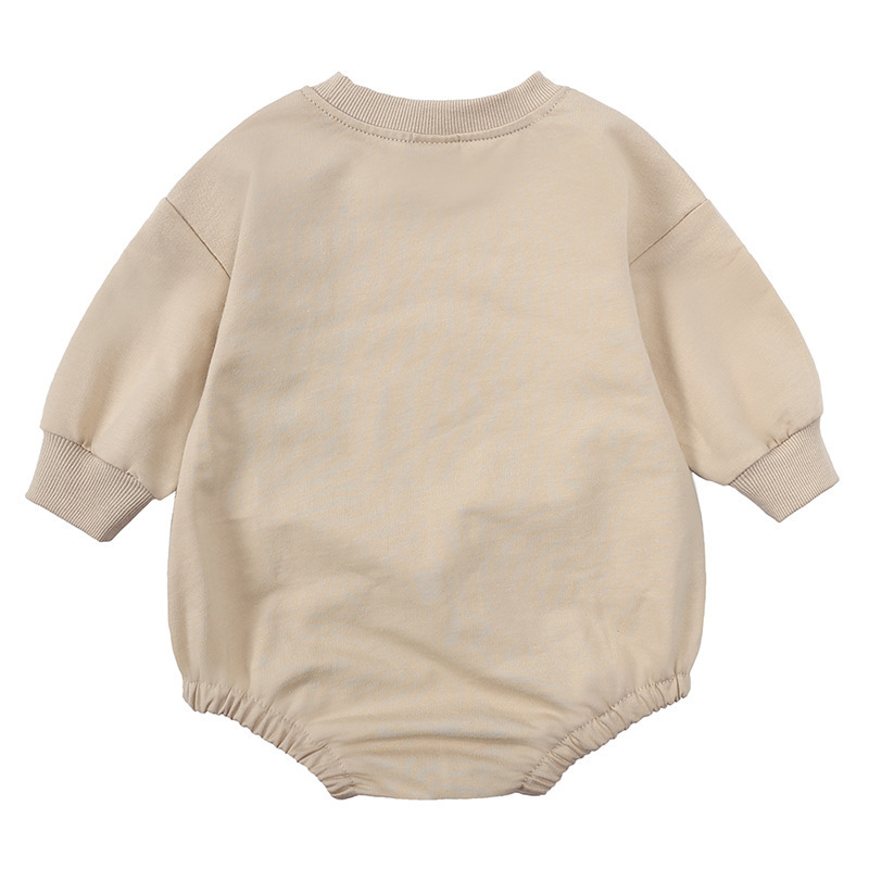 Wholesale Autumn Blank baby sweatshirt romper Bodysuit Solid Color Long Sleeve Oversize Baby Bubble Romper