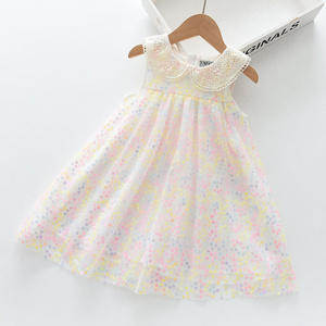 2024 New Arrival Boutique Girls Clothing Kids Tulle Dress Lace Collar Girls Princess Party Dress