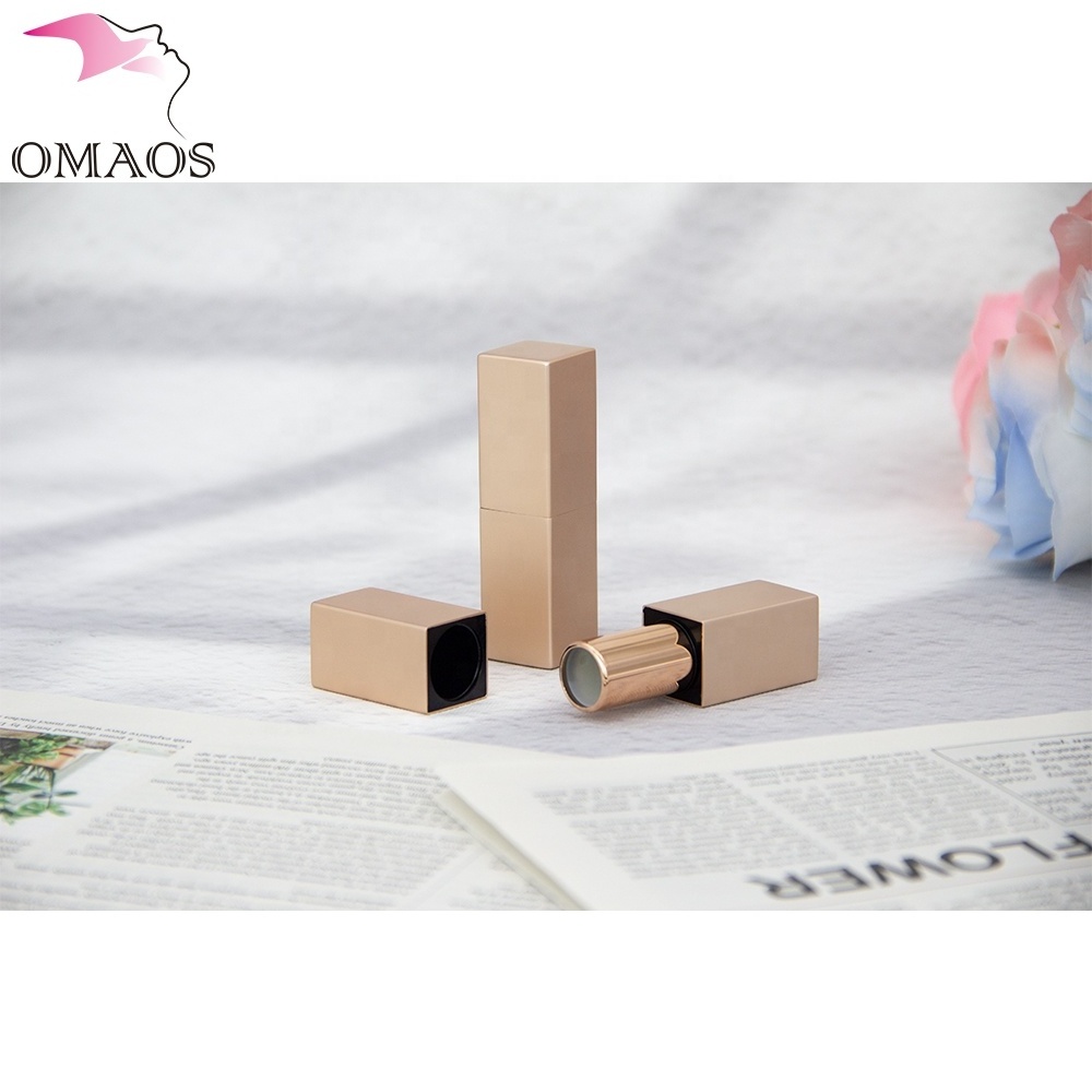 Luxury rose gold square magnetic lipstick empty case and tube aluminum unique lipstick tubes high end lipstick container