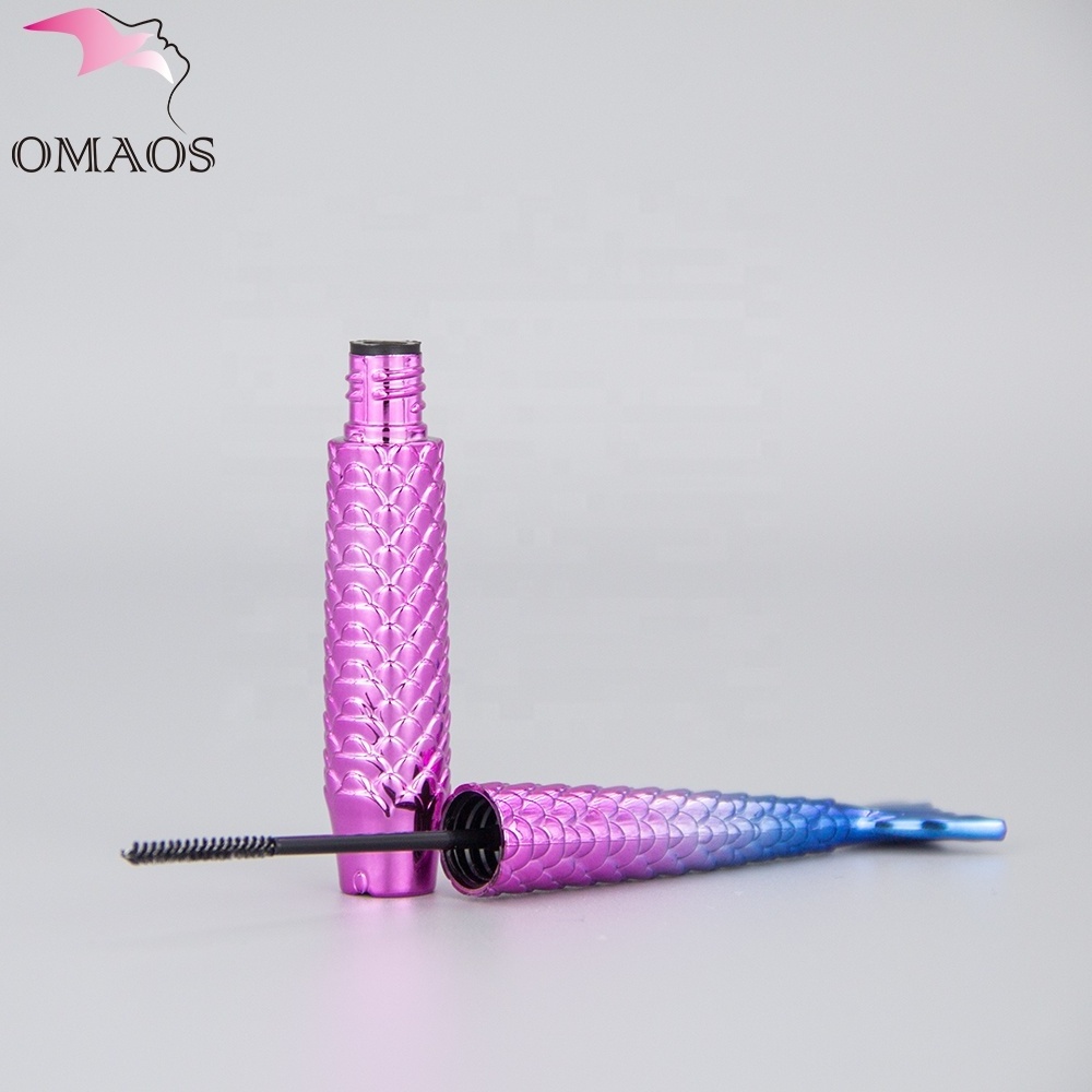 Metallic Gradient Pink Purple Blue Mermaid Mascara Empty Tubes Wholesale Crown 5ml Filling Purple Mascara bottle