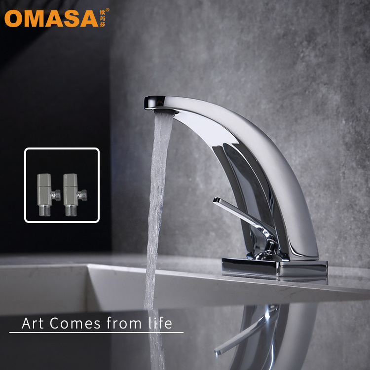 Fashion Design Rainbow Chrome Single Handle Brass Bathroom Sink Faucet