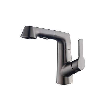 Bathroom Rotating Lift Pull Out Sink Tap Gun Metal Basin Water Mixer Tap Wash Basin Faucet