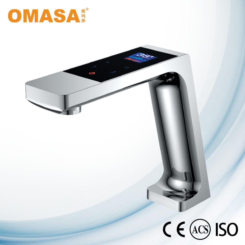 OMASA smart electric sensor brass body large interface LED screen deck mounted basin faucet