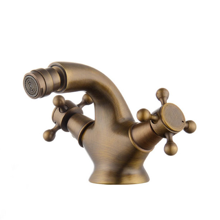 Dual handle antique brass plated bathroom bidet faucet mixer