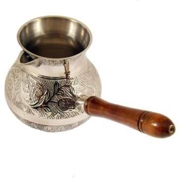 Turkish Brass Coffee Warmer and Coffee pot with Stylish Embossed Design