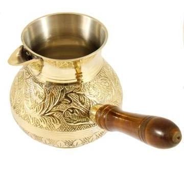 Turkish Brass Coffee Warmer and Coffee pot with Stylish Embossed Design