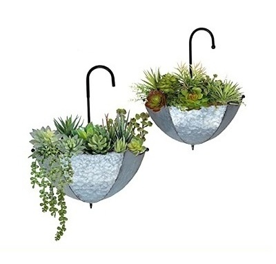 Unique Umbrella Shape Wall Hanging Decoration Iron Metal Planter New Design Handmade Wall Metal Planter Manufacturer