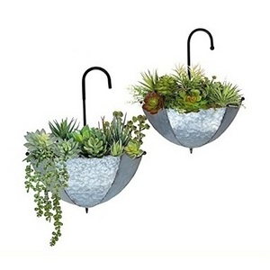 Unique Umbrella Shape Wall Hanging Decoration Iron Metal Planter New Design Handmade Wall Metal Planter Manufacturer