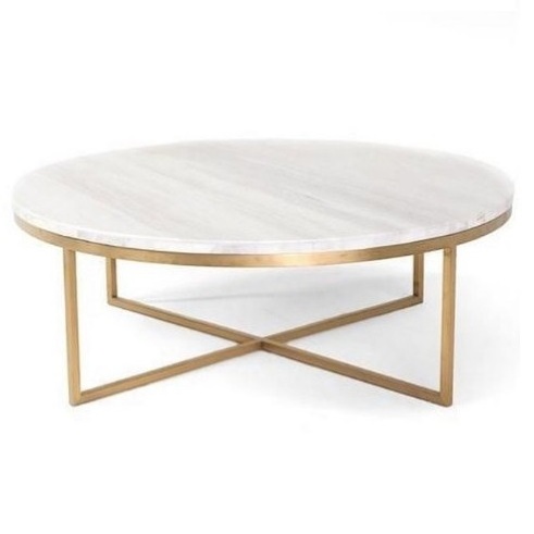 Round Luxury Centre table Glass Top and Metal Gold Coffee Table For Home and Living Room Decoration Indoor Metal Furniture