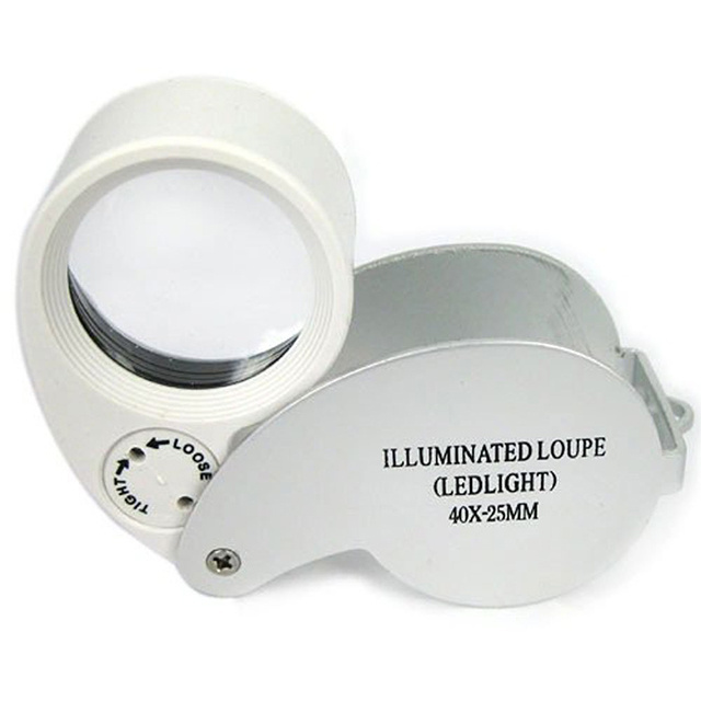 YJ71007 40x25 LED Jewelry Eye Loupe Glass Lens Eye Magnifier Magnifying