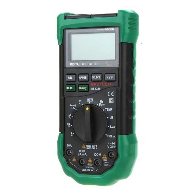 MASTECH MS8229 5 in 1 Auto Range Digital Multimeter & Temperature Humidity Light Lux Sound Level Meter Tester  with Back Light