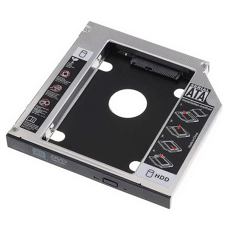 Aluminum CADDY Optical Bay 2nd SATA HDD Hard Drive CD DVD-ROM for Laptop Notebook 9.5/12.7mm